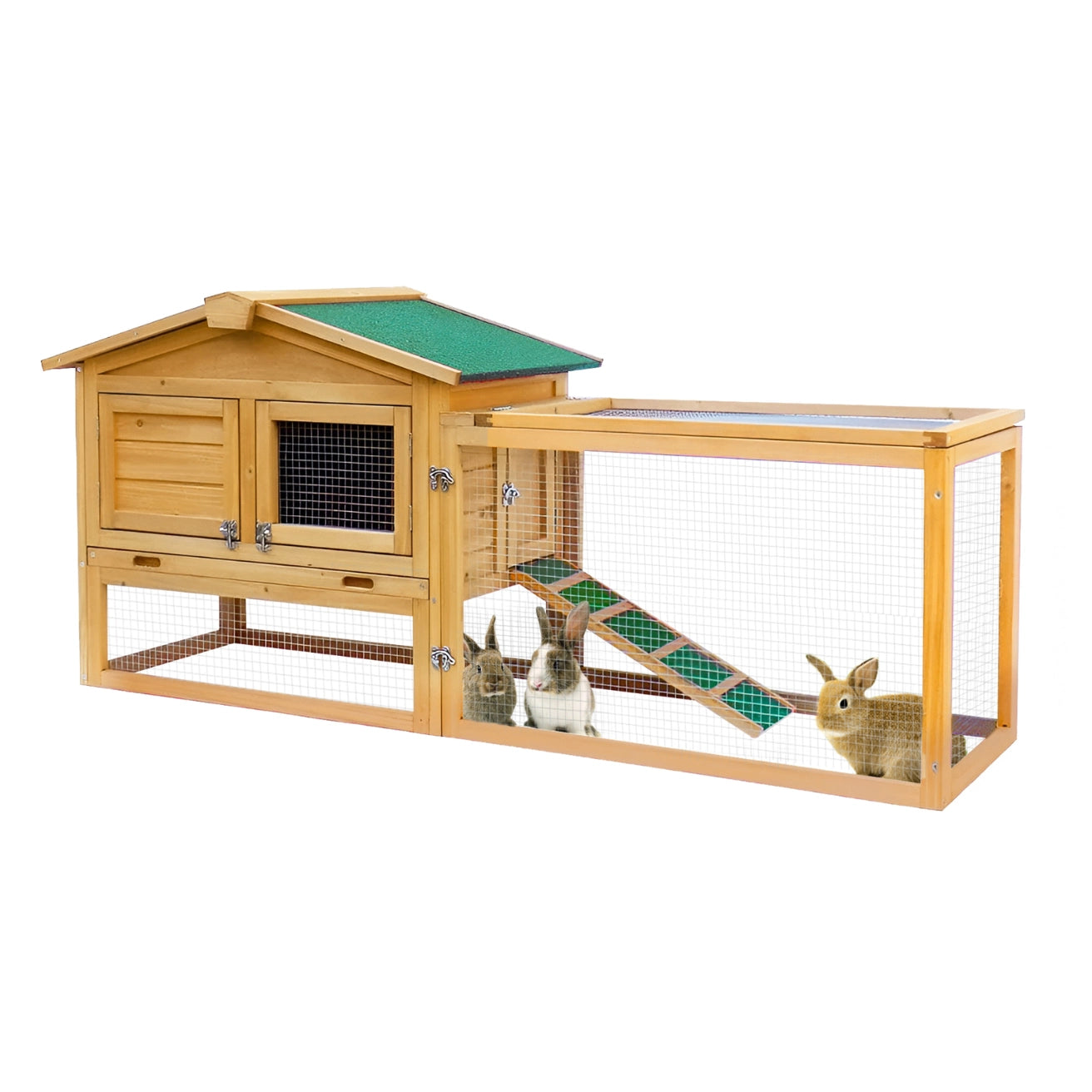 TOPET - Rabbit Hutch Chicken Coop Large Hutches House Pet Run Cage Wooden Outdoor