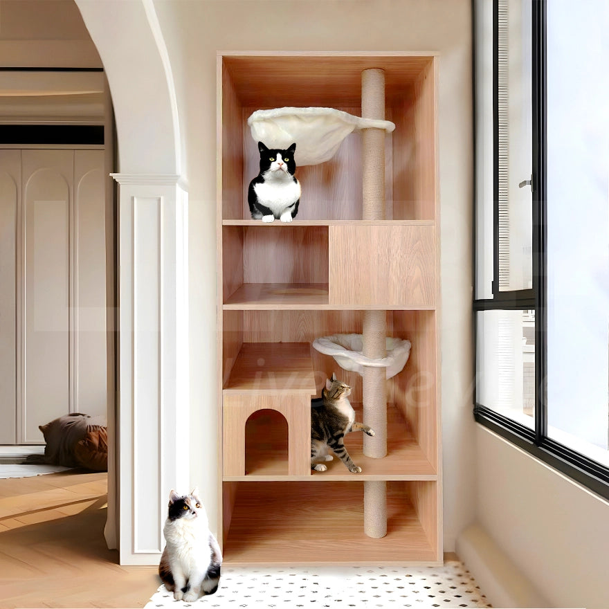 TOPET - Cat Villa Tower Condo House Scratching Posts Pet Kittens Rest Climb Play Tower with Perches