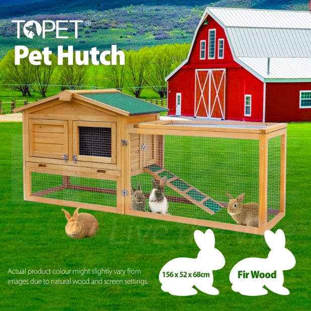 TOPET - Rabbit Hutch Chicken Coop Large Hutches House Pet Run Cage Wooden Outdoor