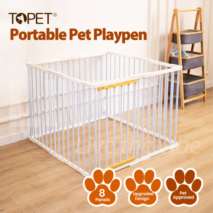 Topet - Portable Pet Dog Playpen Enclosure Cage 8 Panels