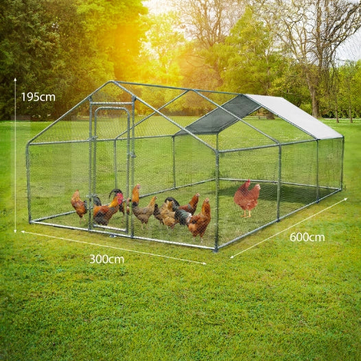 TOPET - Large Walk-in Pet Chicken Run Coop Cage Rabbit Hutch Ferret House Guinea Pig Enclosure 3 x 6 x 1.95M