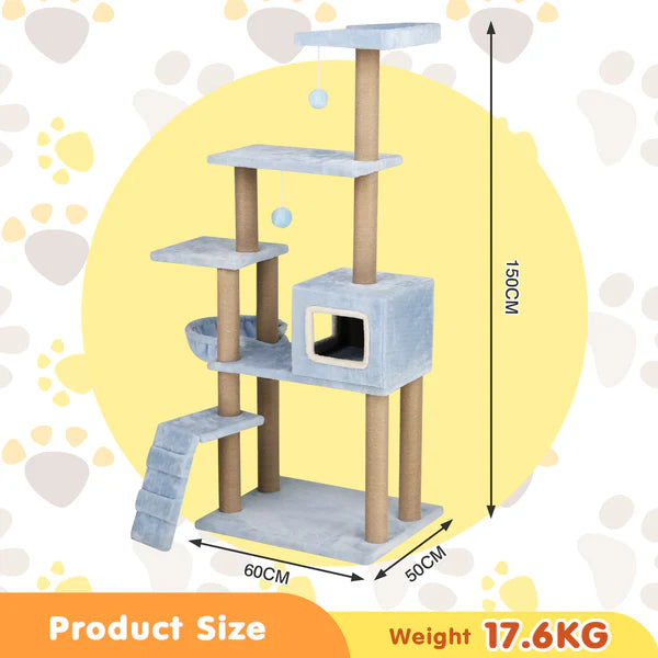 Advwin - 150cm Cat Tree Scratching Post Scratcher - petservo