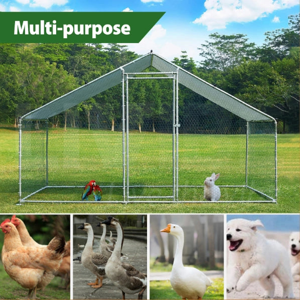 TOPET - Large Walk-in Pet Chicken Run Coop Cage Rabbit Hutch Ferret House Guinea Pig Enclosure 3x2x1.95M